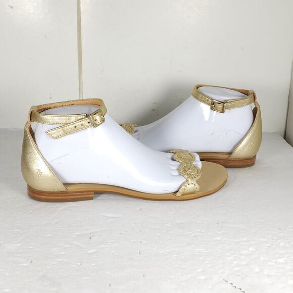 Jack Rogers Women's Daphne US8,5M Rose Gold Leather Ankle Strap Flats Sandals - Picture 9 of 14